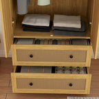 Wood Wardrobe - 2 Doors, 2 Drawers, Hanging Rod, 31.4"W x 70.9"H, Storage Organizer