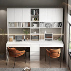 Modular Desk with Shelving - White, Contemporary, Multi-Use Workstation, Storage Shelves
