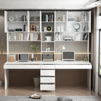 Modular Desk with Shelving - White, Contemporary, Multi-Use Workstation, Storage Shelves
