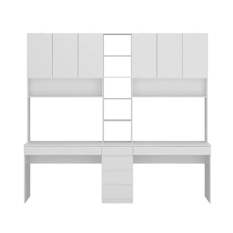 Modular Desk with Shelving - White, Contemporary, Multi-Use Workstation, Storage Shelves