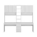 Modular Desk with Shelving - White, Contemporary, Multi-Use Workstation, Storage Shelves