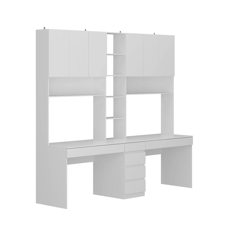Modular Desk with Shelving - White, Contemporary, Multi-Use Workstation, Storage Shelves