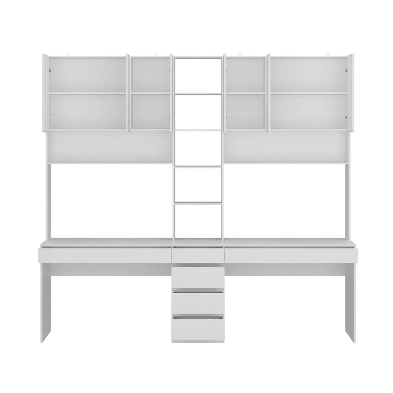 Modular Desk with Shelving - White, Contemporary, Multi-Use Workstation, Storage Shelves