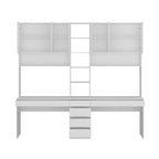 Modular Desk with Shelving - White, Contemporary, Multi-Use Workstation, Storage Shelves