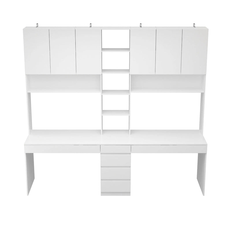 Modular Desk with Shelving - White, Contemporary, Multi-Use Workstation, Storage Shelves