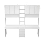 Modular Desk with Shelving - White, Contemporary, Multi-Use Workstation, Storage Shelves