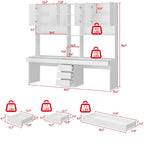 Modular Desk with Shelving - White, Contemporary, Multi-Use Workstation, Storage Shelves