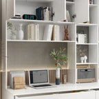 Modular Desk with Shelving - White, Contemporary, Multi-Use Workstation, Storage Shelves