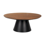 Mitchell Solid Wood Top with Black Cast Iron Base Round Coffee Table