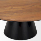 Round Coffee Table - Solid Mango Wood Top, Black Cast Iron Pedestal Base, 45" Diameter x 16"H