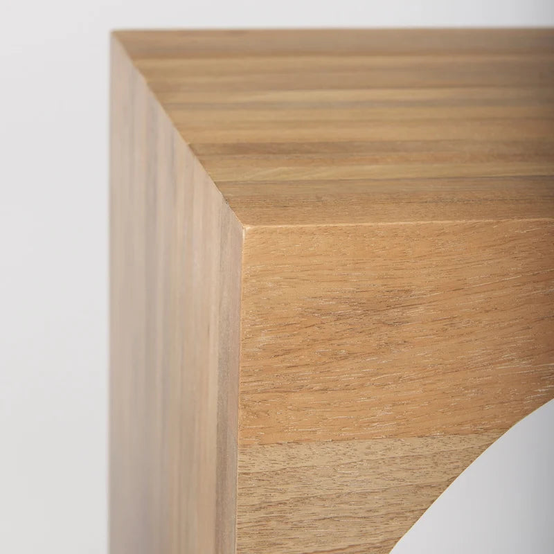 Nesting Accent Tables Set of 2 - Light Brown Mango Wood, Arched Design, 20"W x 24"H