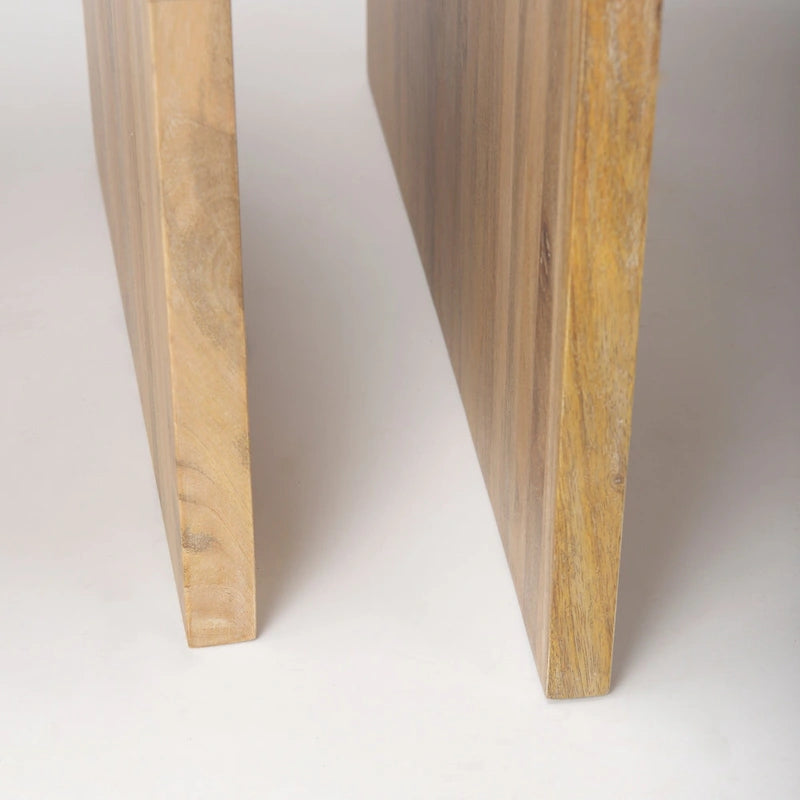 Nesting Accent Tables Set of 2 - Light Brown Mango Wood, Arched Design, 20"W x 24"H