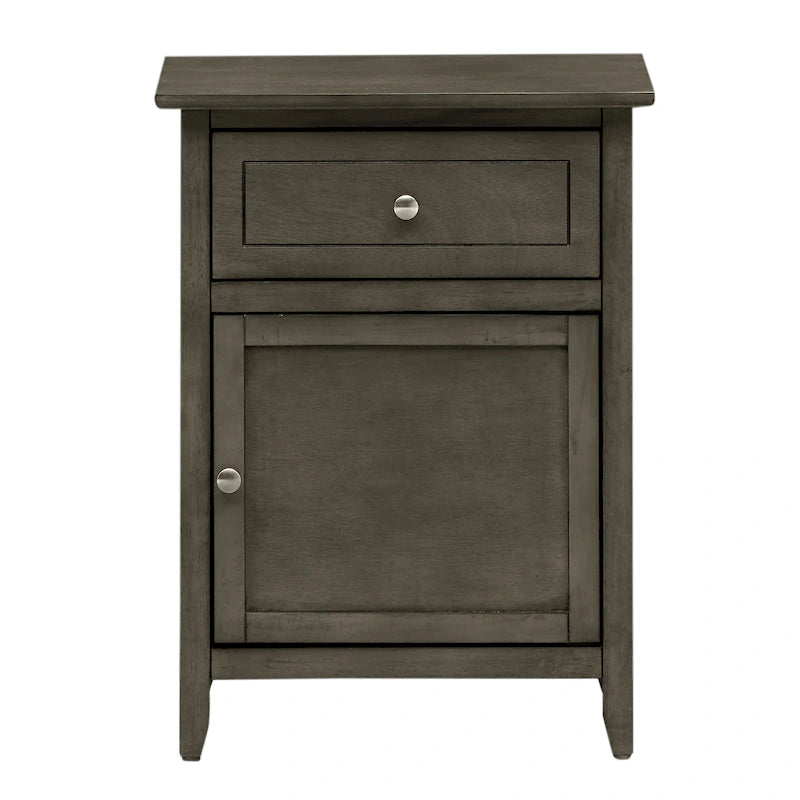 Nightstand - 1 Drawer, 1 Cabinet, Metal Handle, Particle Board, 19"W x 25"H, Modern