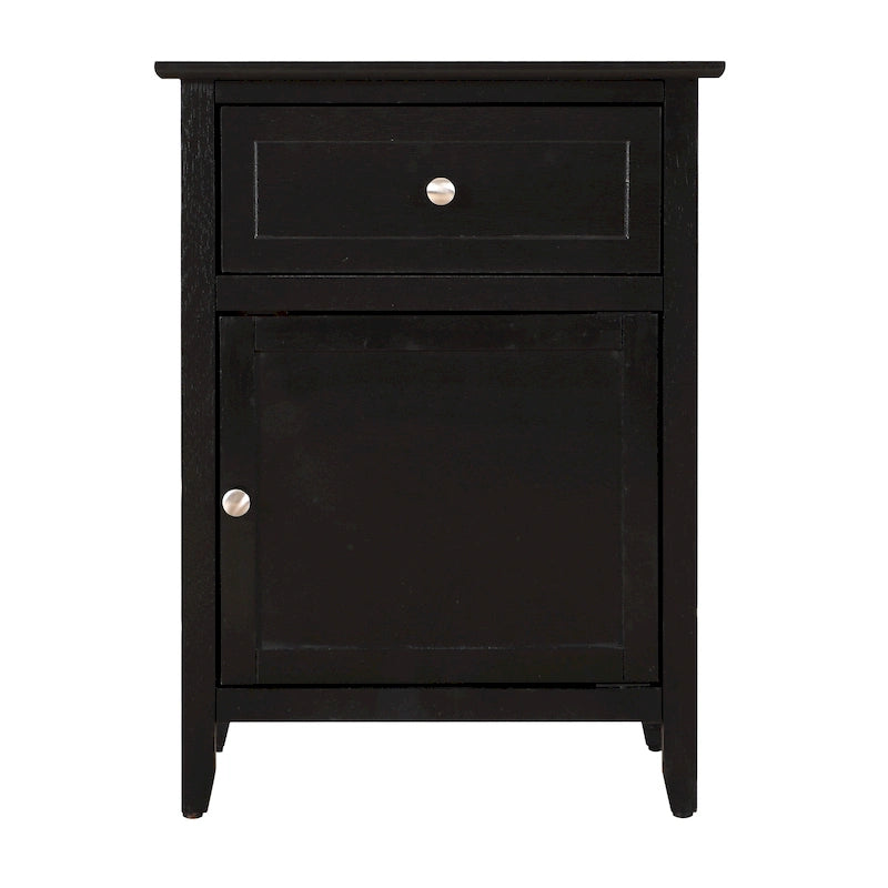 Nightstand - 1 Drawer, 1 Cabinet, Metal Handle, Particle Board, 19"W x 25"H, Modern