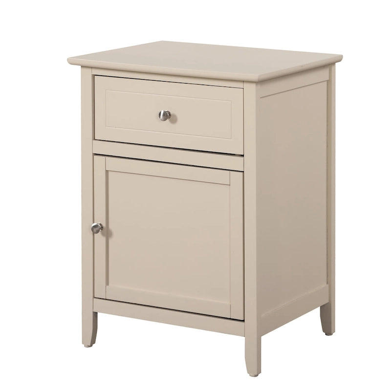 Modern 19-in Metal Hand Holder Single-Drawer Wood Nightstand with Cabinet