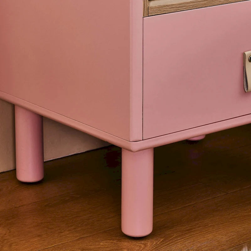 Nightstand - MDF & Solid Wood, 1 Drawer, Open Shelf, Leather Handles, 18.9"W x 21.65"H, Modern