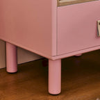 Nightstand - MDF & Solid Wood, 1 Drawer, Open Shelf, Leather Handles, 18.9"W x 21.65"H, Modern