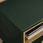 Nightstand - MDF & Solid Wood, 1 Drawer, Open Shelf, Leather Handles, 18.9"W x 21.65"H, Modern