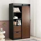 71-inch High wardrobe and cabinet, classic sliding barn door armoire