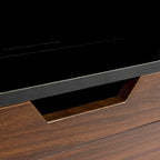 Sliding Barn Door Wardrobe - Black & Brown, 71"H, Hanging Rod, Drawers, Floor-to-Ceiling Design