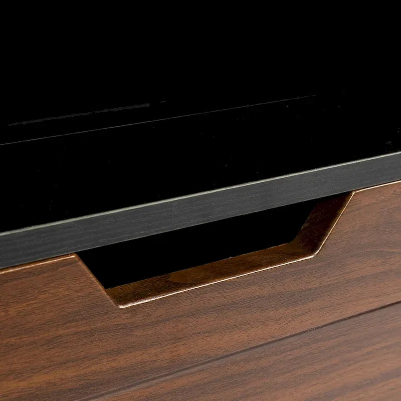 Sliding Barn Door Wardrobe - Black & Brown, 71"H, Hanging Rod, Drawers, Floor-to-Ceiling Design