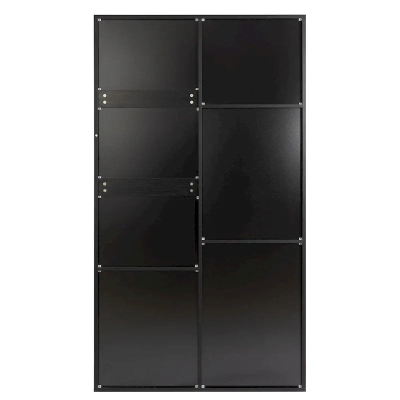 Sliding Barn Door Wardrobe - Black & Brown, 71"H, Hanging Rod, Drawers, Floor-to-Ceiling Design