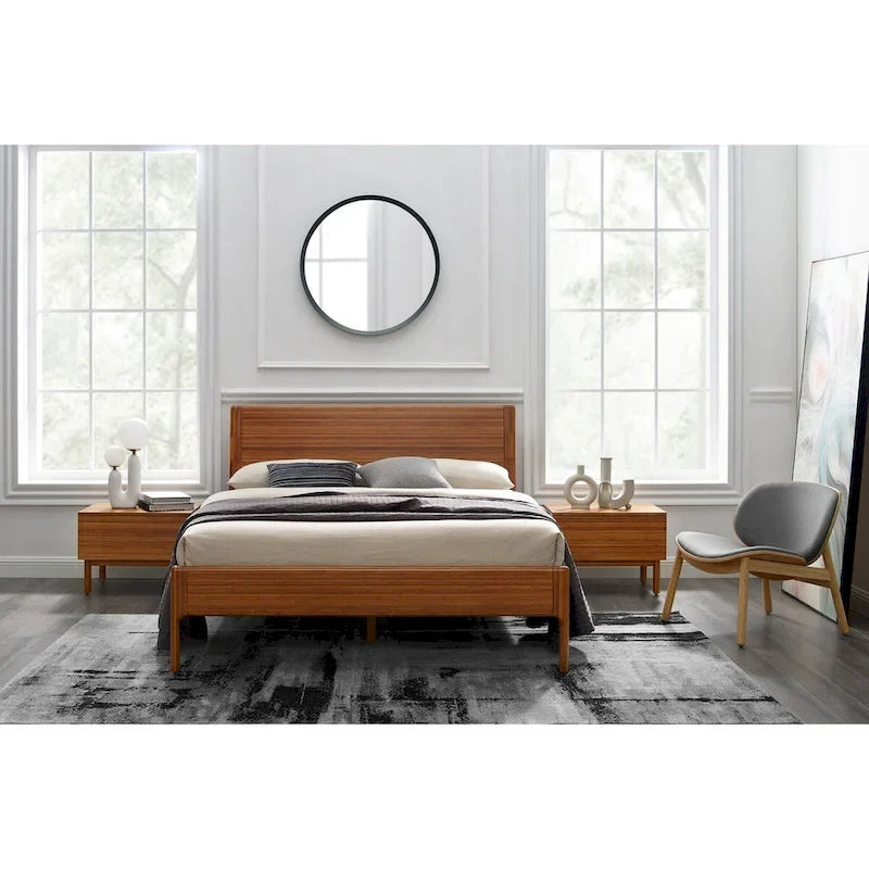 King Platform Bed - Copper, Upholstered Fabric, Tufted Headboard, Contemporary, No Box Spring