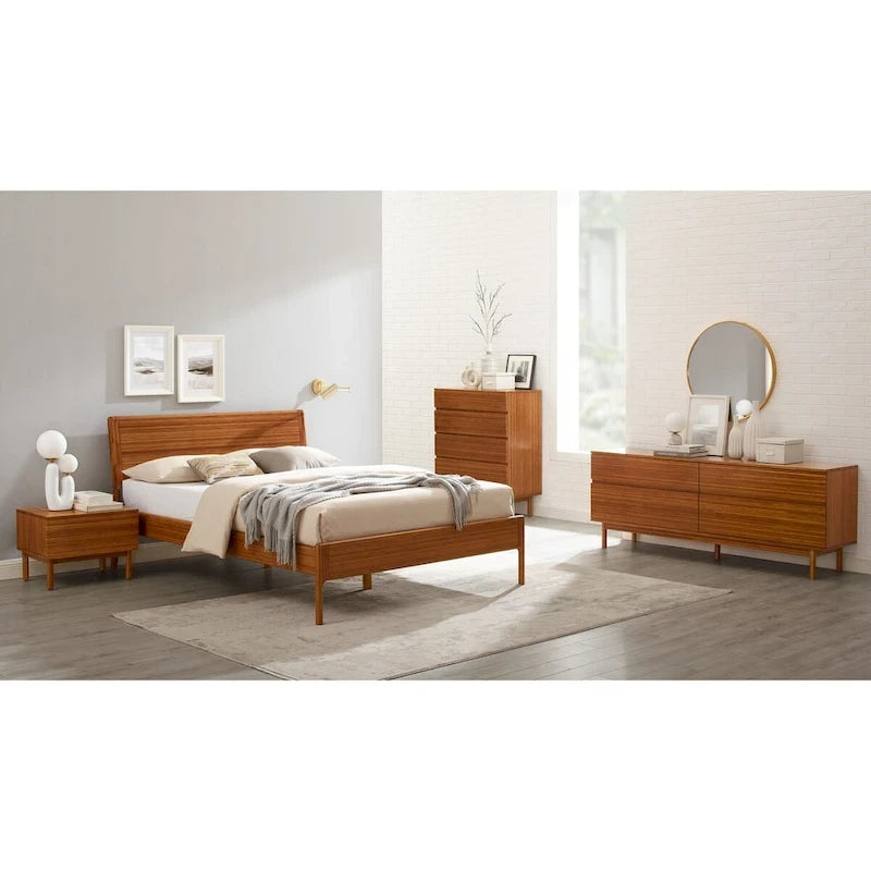 King Platform Bed - Copper, Upholstered Fabric, Tufted Headboard, Contemporary, No Box Spring