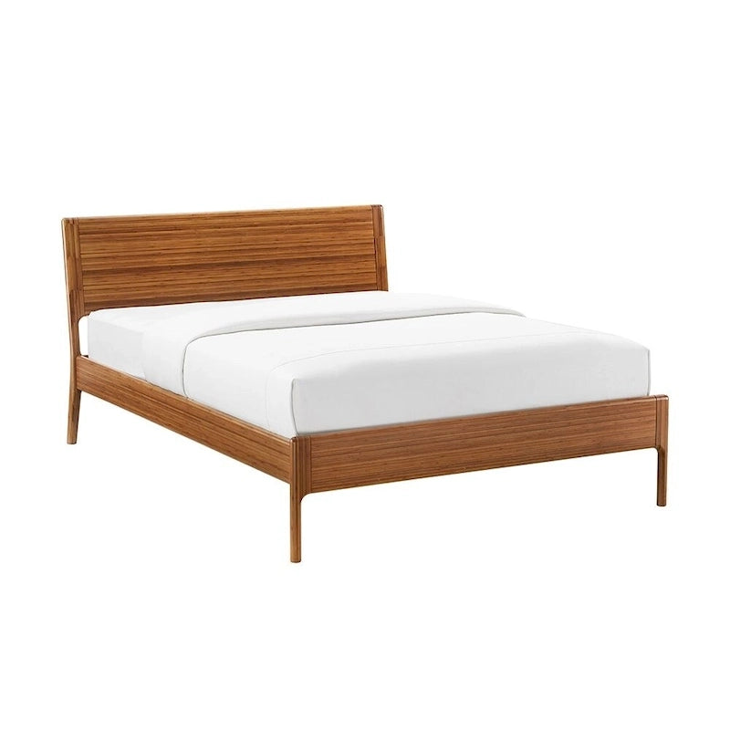 King Platform Bed - Copper, Upholstered Fabric, Tufted Headboard, Contemporary, No Box Spring