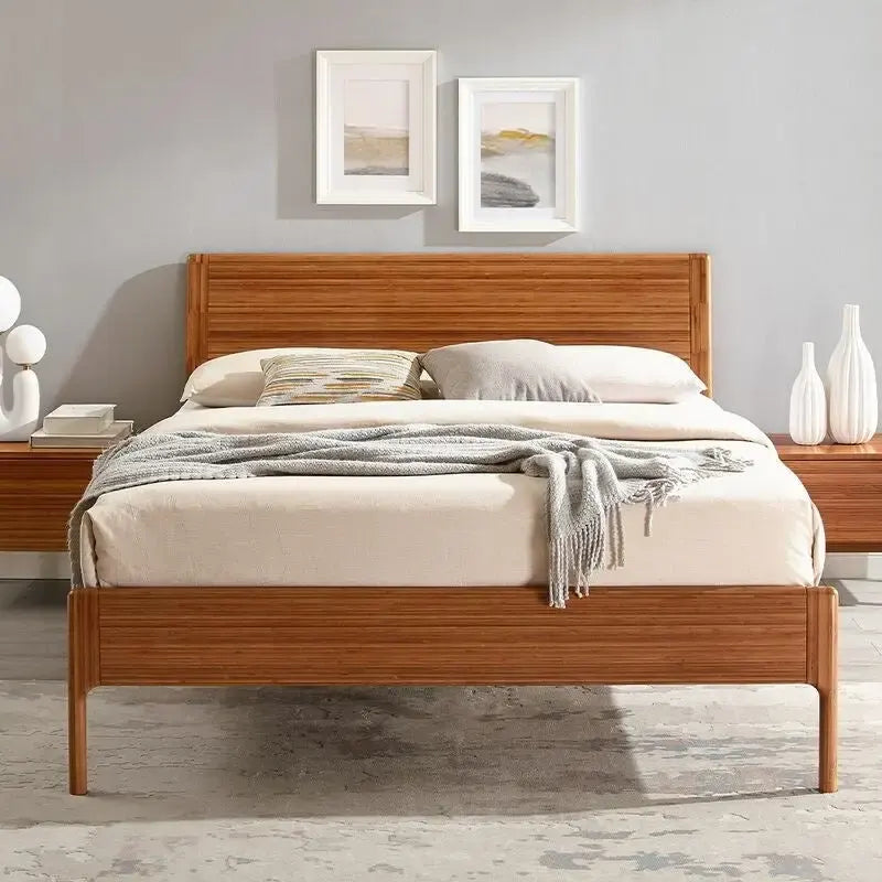 King Platform Bed - Copper, Upholstered Fabric, Tufted Headboard, Contemporary, No Box Spring