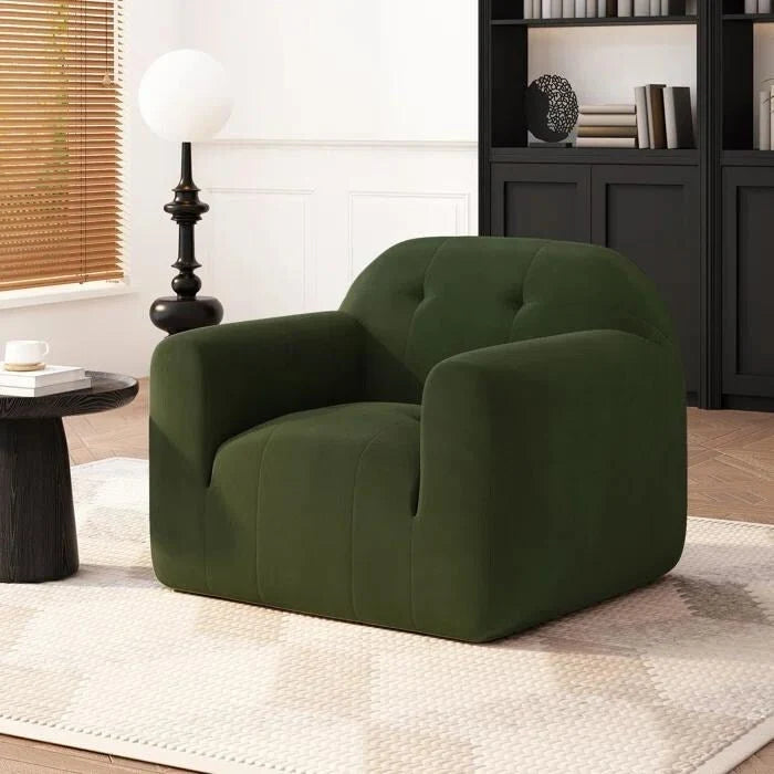 Modern Club Chair - Boucle Fabric, 35.75"W x 29"H, Single Seat with Seamless Edge Design