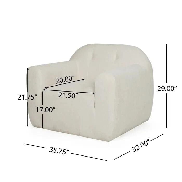 Modern Club Chair - Boucle Fabric, 35.75"W x 29"H, Single Seat with Seamless Edge Design