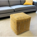 HomeRoots 18 Yellow Abstract Pouf Ottoman