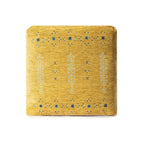 Pouf Ottoman - Yellow, Abstract Geometric Pattern, 18" Diameter