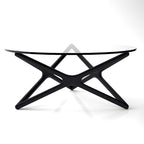 Coffee Table - 39.5" Tempered Glass Top, American Ash Wood, 6-Point Cross Base, Modern Design