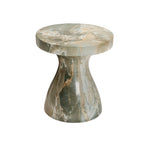 Faux Marble End Table - Weatherproof Concrete, Indoor/Outdoor, 16.14"W x 16.9"H, Multi-Use Stool