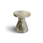 Faux Marble End Table - Weatherproof Concrete, Indoor/Outdoor, 16.14"W x 16.9"H, Multi-Use Stool