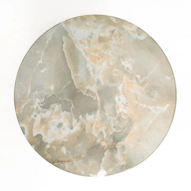 Faux Marble End Table - Weatherproof Concrete, Indoor/Outdoor, 16.14"W x 16.9"H, Multi-Use Stool