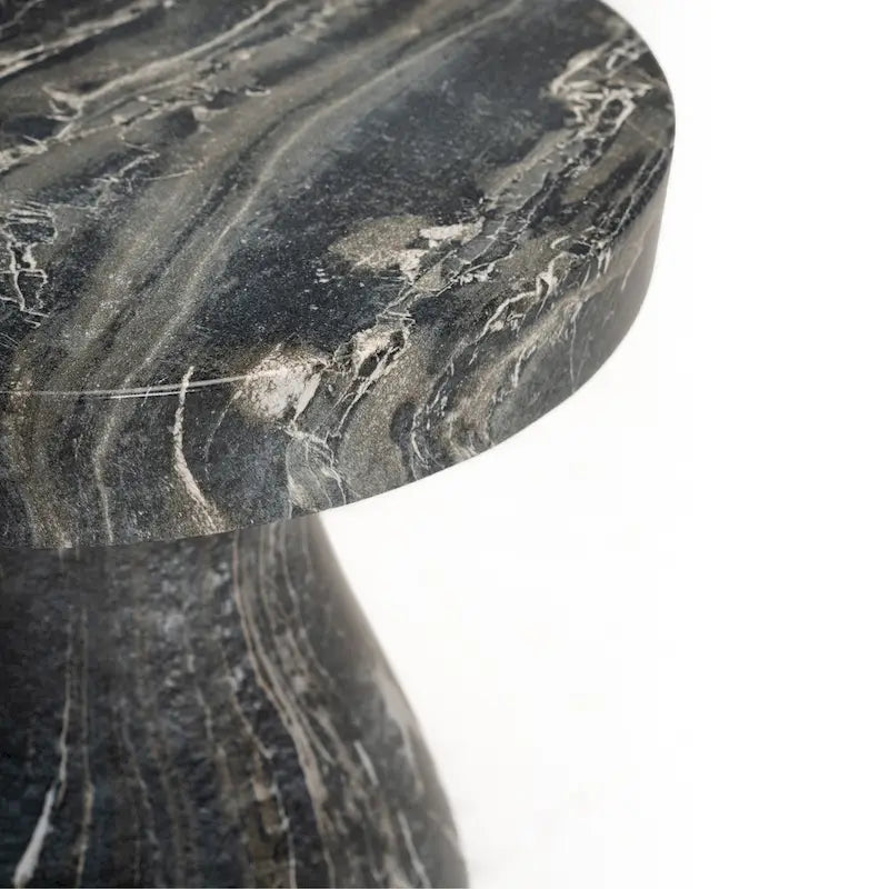 Faux Marble End Table - Weatherproof Concrete, Indoor/Outdoor, 16.14"W x 16.9"H, Multi-Use Stool