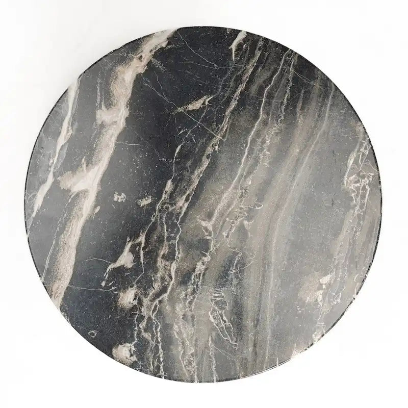 Faux Marble End Table - Weatherproof Concrete, Indoor/Outdoor, 16.14"W x 16.9"H, Multi-Use Stool