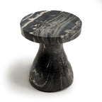 Faux Marble End Table - Weatherproof Concrete, Indoor/Outdoor, 16.14"W x 16.9"H, Multi-Use Stool