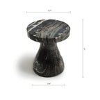 Faux Marble End Table - Weatherproof Concrete, Indoor/Outdoor, 16.14"W x 16.9"H, Multi-Use Stool