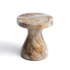 Faux Marble End Table - Weatherproof Concrete, Indoor/Outdoor, 16.14"W x 16.9"H, Multi-Use Stool
