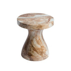 Faux Marble End Table - Weatherproof Concrete, Indoor/Outdoor, 16.14"W x 16.9"H, Multi-Use Stool
