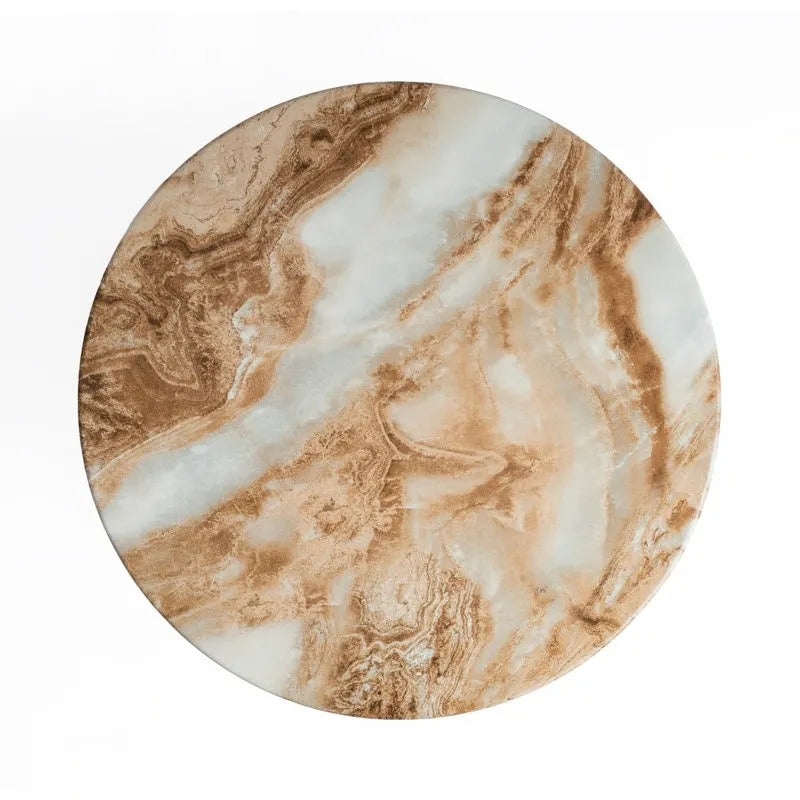 Faux Marble End Table - Weatherproof Concrete, Indoor/Outdoor, 16.14"W x 16.9"H, Multi-Use Stool