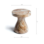 Faux Marble End Table - Weatherproof Concrete, Indoor/Outdoor, 16.14"W x 16.9"H, Multi-Use Stool