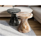 Faux Marble End Table - Weatherproof Concrete, Indoor/Outdoor, 16.14"W x 16.9"H, Multi-Use Stool