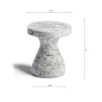 Faux Marble End Table - Weatherproof Concrete, Indoor/Outdoor, 16.14"W x 16.9"H, Multi-Use Stool