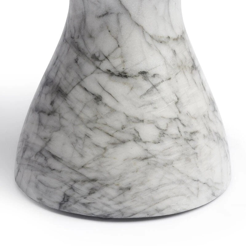 Faux Marble End Table - Weatherproof Concrete, Indoor/Outdoor, 16.14"W x 16.9"H, Multi-Use Stool