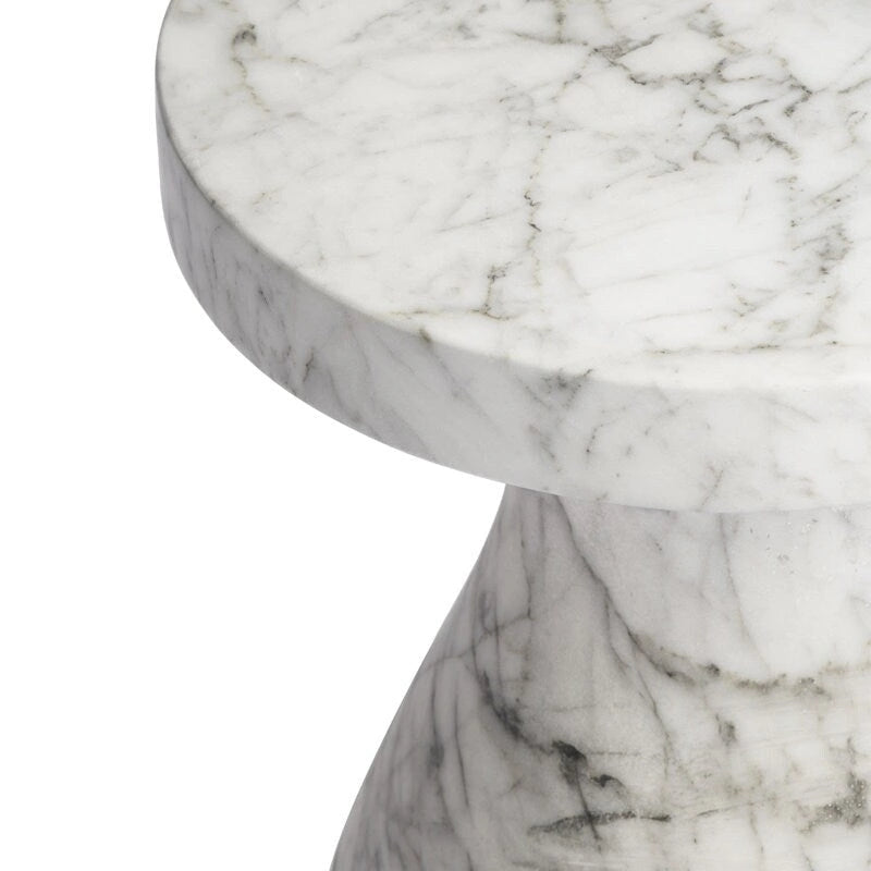 Faux Marble End Table - Weatherproof Concrete, Indoor/Outdoor, 16.14"W x 16.9"H, Multi-Use Stool